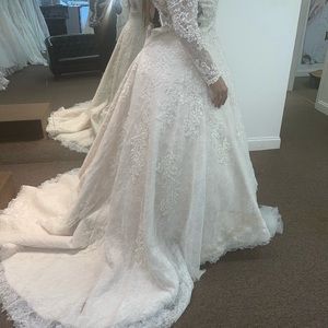Elegant wedding dress, with hand sewn cathedral veil!